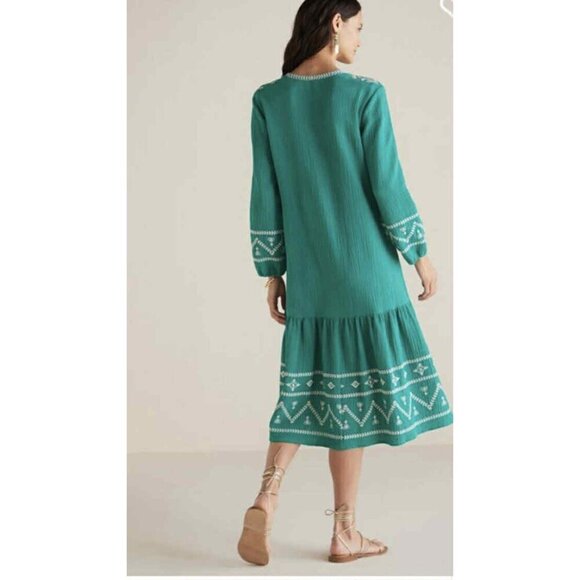 Soft Surroundings Size XL Jolie Embroidered Dress Long Sleeve Boho Midi - Picture 8 of 9